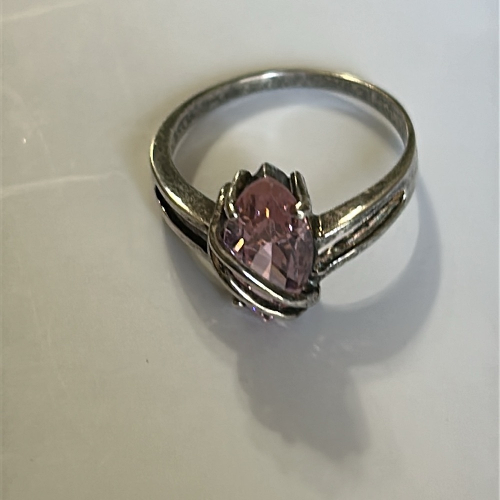 Vintage Sterling Pink Cubic Zirconia Ring Size.